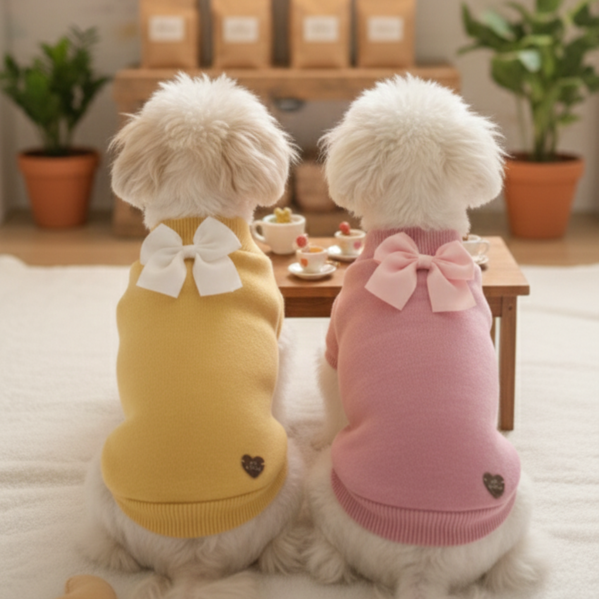 Maglione Giallo Lana Merino con Swarovski per Cani